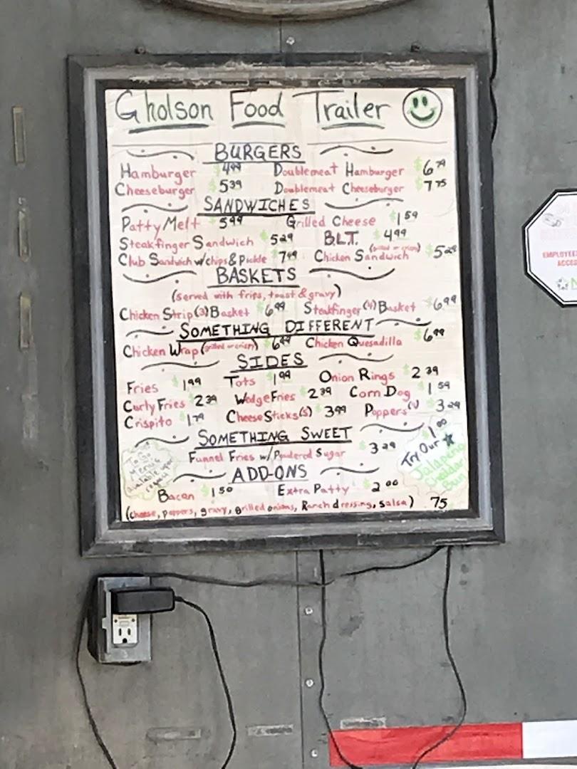 Grady's Grub Menu